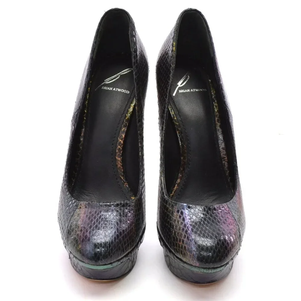 Brian Atwood Ferguson Snakeskin Platform Heels 6.5